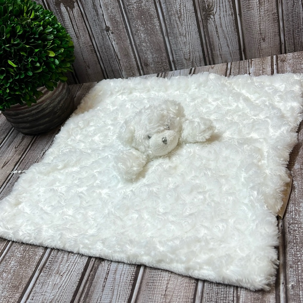 Blankets and Beyond Bear White Rosette Swirl Plush Lovey Baby Security Blanket
